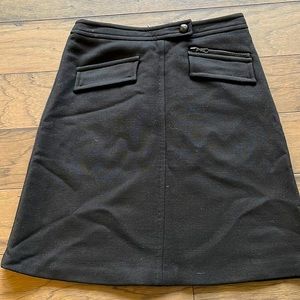 Black wool, a-line skirt with lots of detail